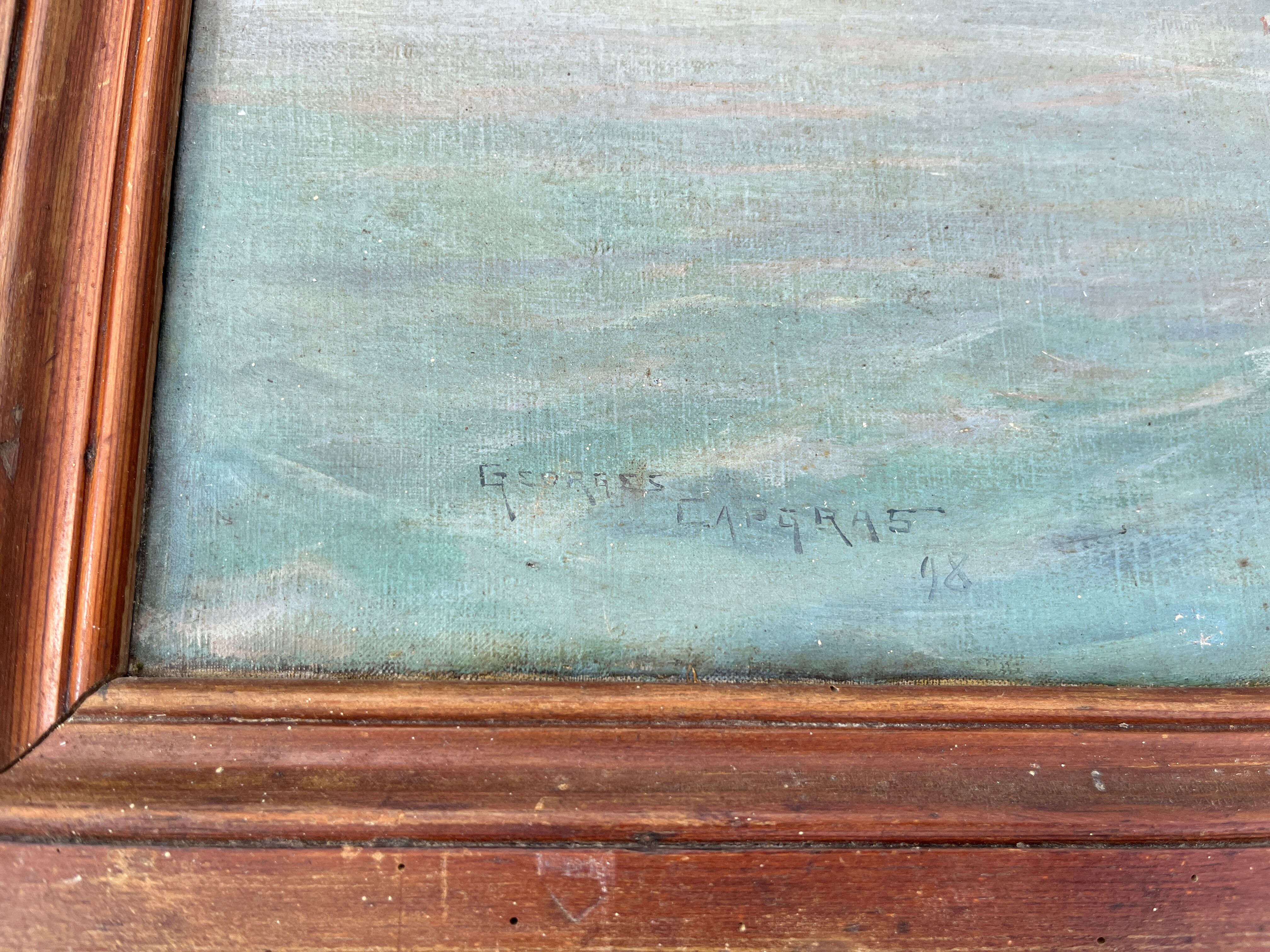 Marine painting by Georges Capgras, 1898, canvas by Paul Foinet, Paris.