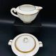 Limoges porcelain A. Vignaud sugar bowl and milk jug with gold trim