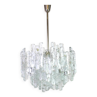 Lustre en verre glace Murano par Kalmar, Autriche, années 1960