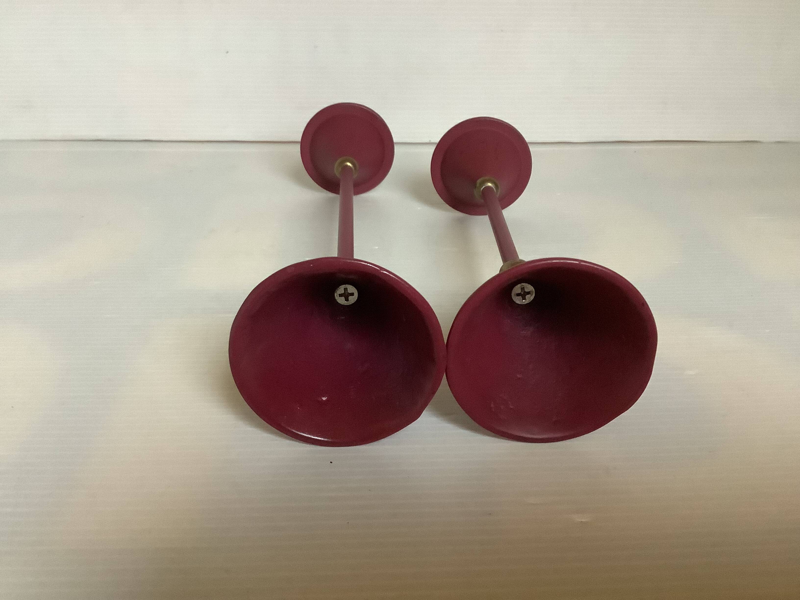 Pair of vintage burgundy candlesticks