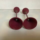 Pair of vintage burgundy candlesticks