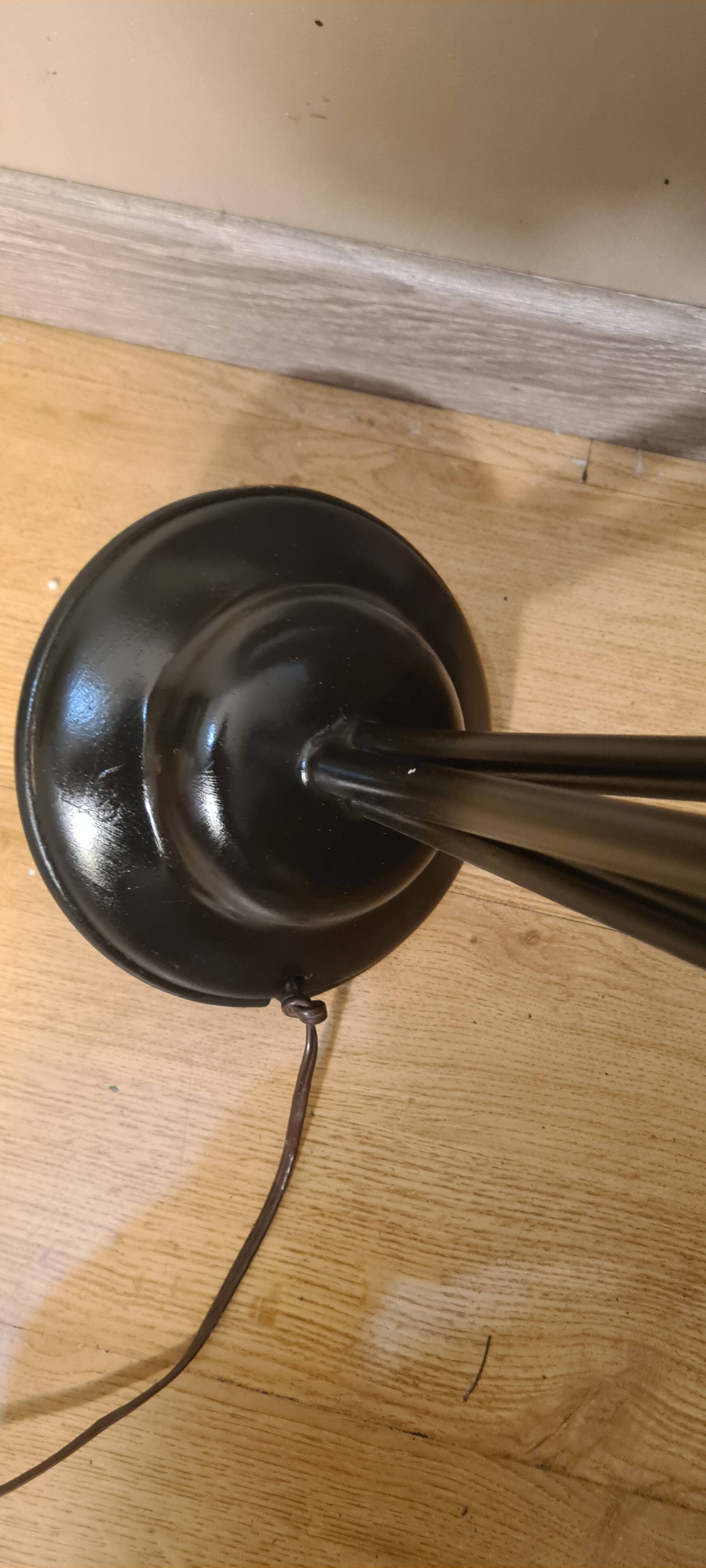 Mid century floor lamp 1950 to 70 sheet metal lampshade steel tricolor paint lidokov boscovice