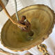 Louis XV style chandelier from the mid-20th century in solid gilded bronze.