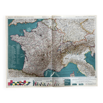 Old map of France and neighbouring countries — Economic & Geographic