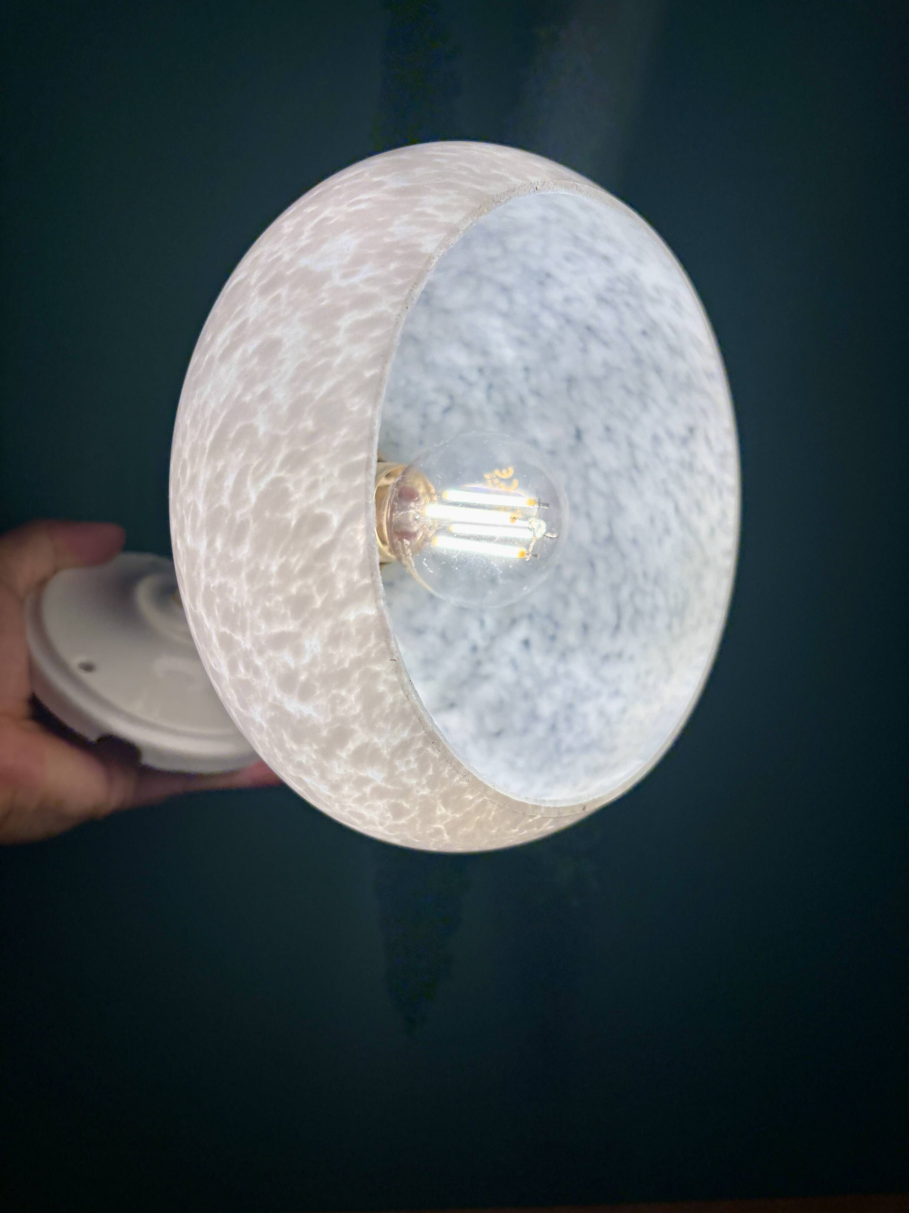 Vintage Clichy glass wall lamp with white shade