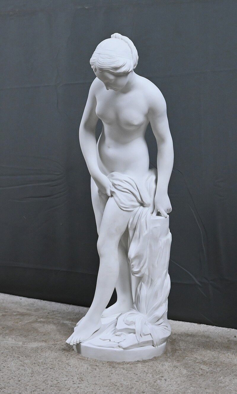 Important biscuit sculpture "The Bather" after Falconet – late 19th century.