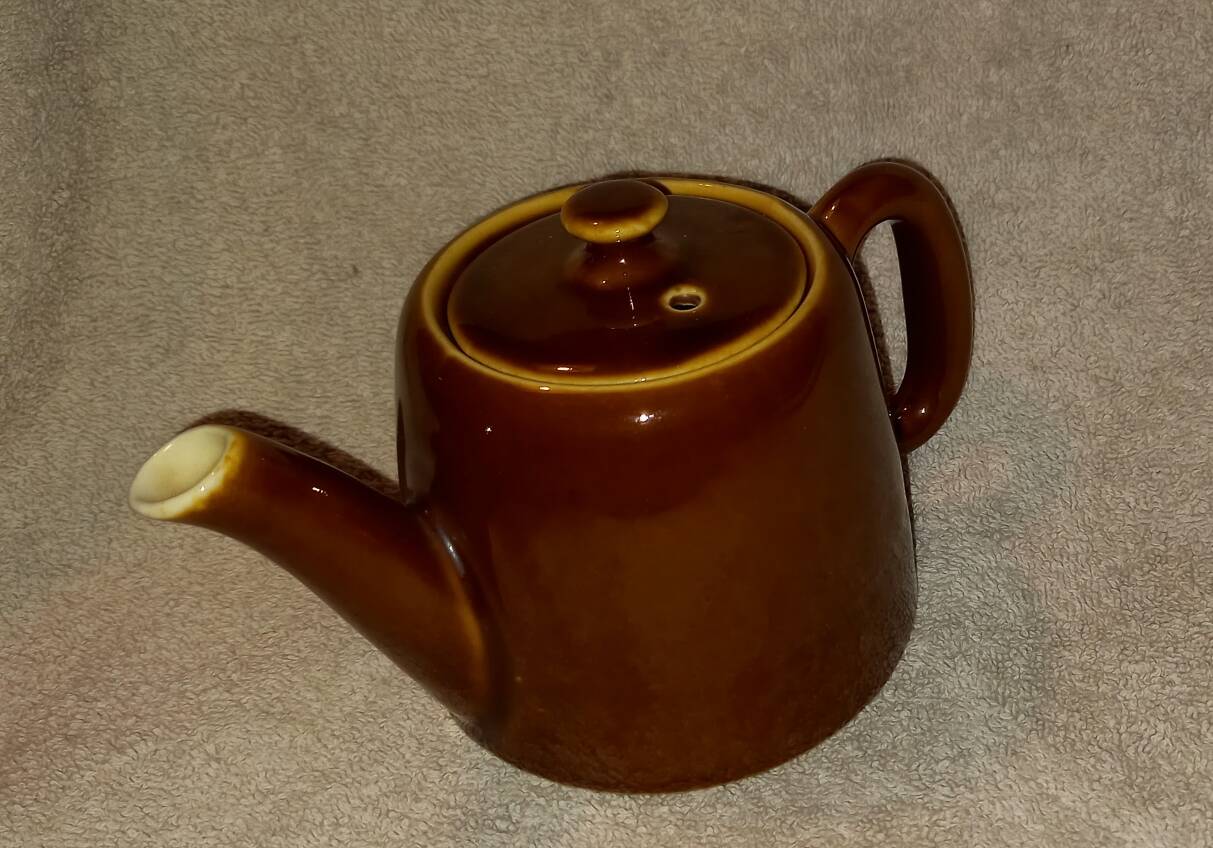 1960s vintage chocolate brown glazed ceramic teapot