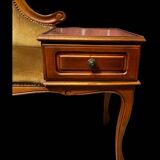 Telephone chair in wood and mustard fabric