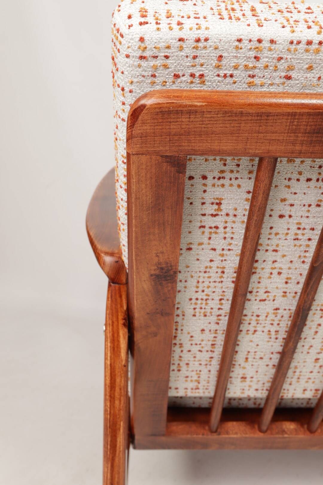 Scandinavian Vintage Armchair With Upholstery Bouclè Cushions Mid Century Design