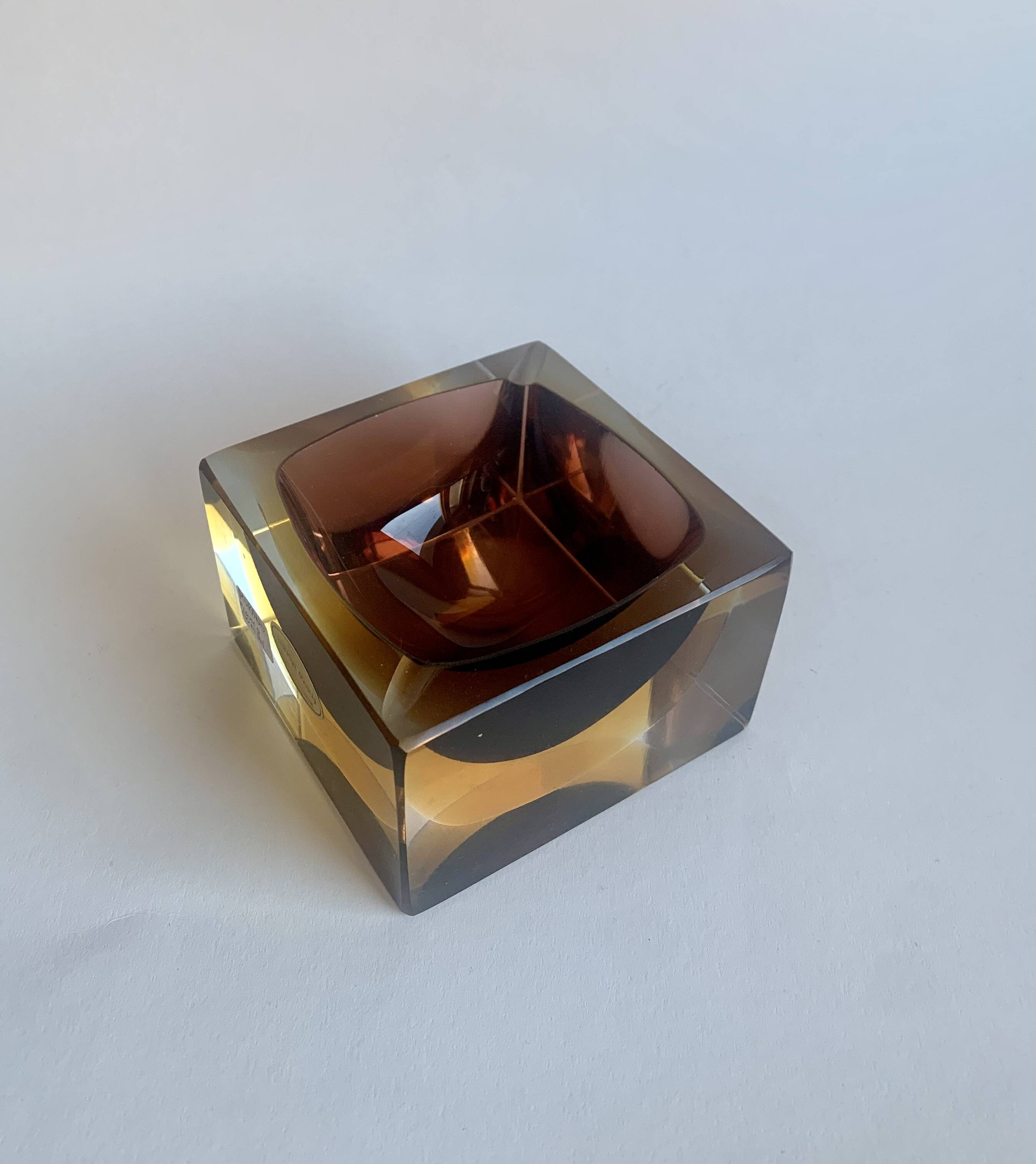 Sommerso Murano Glass Ashtray by Flavio Poli