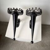 Black metal brutalist wall lights