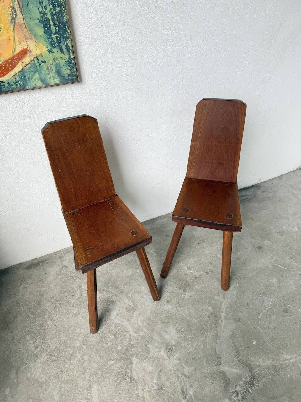 Paire de chaises brutaliste en chêne 1950