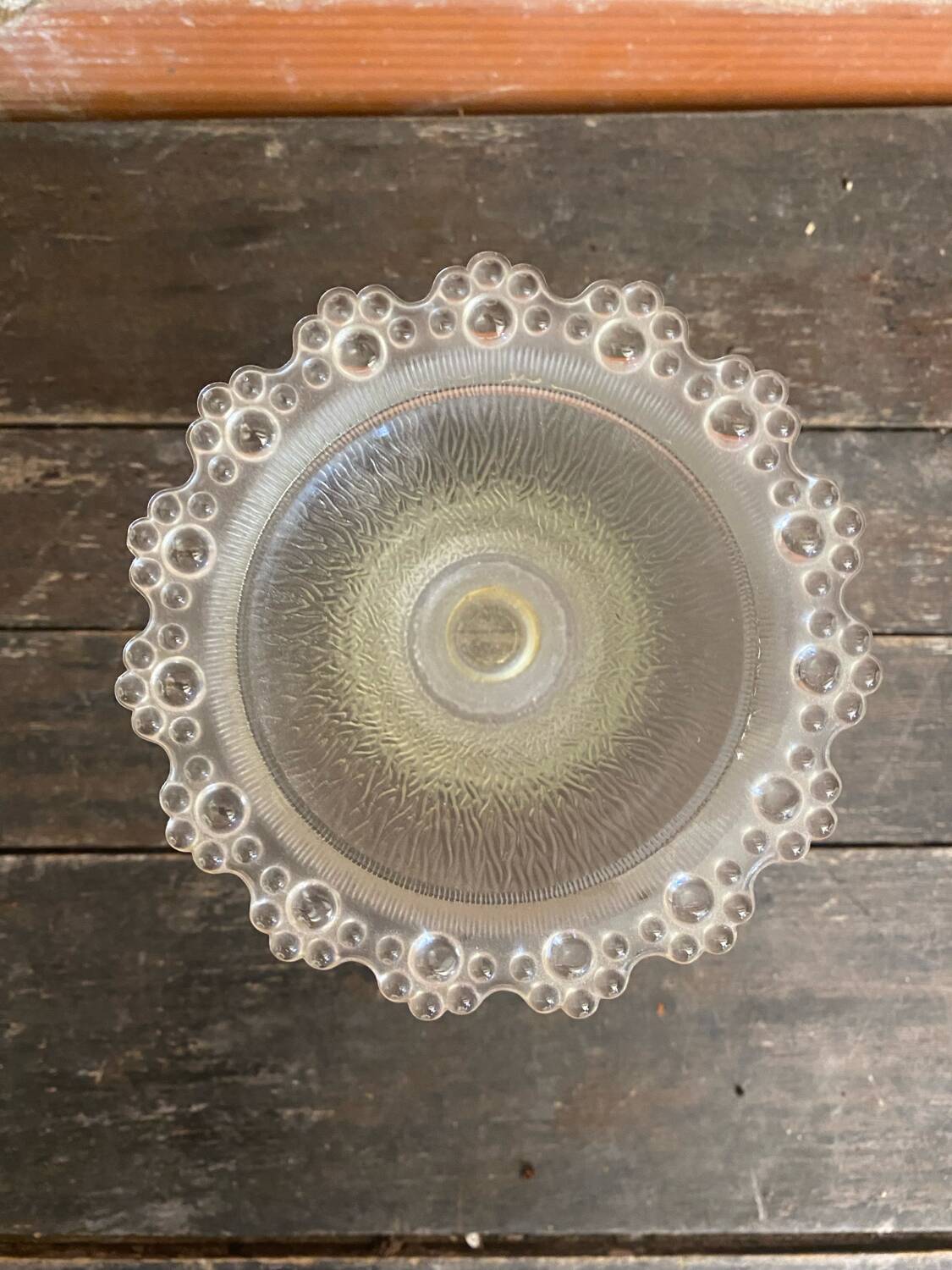 Masserini barocco fruit bowl pair moulded glass bead row vintage