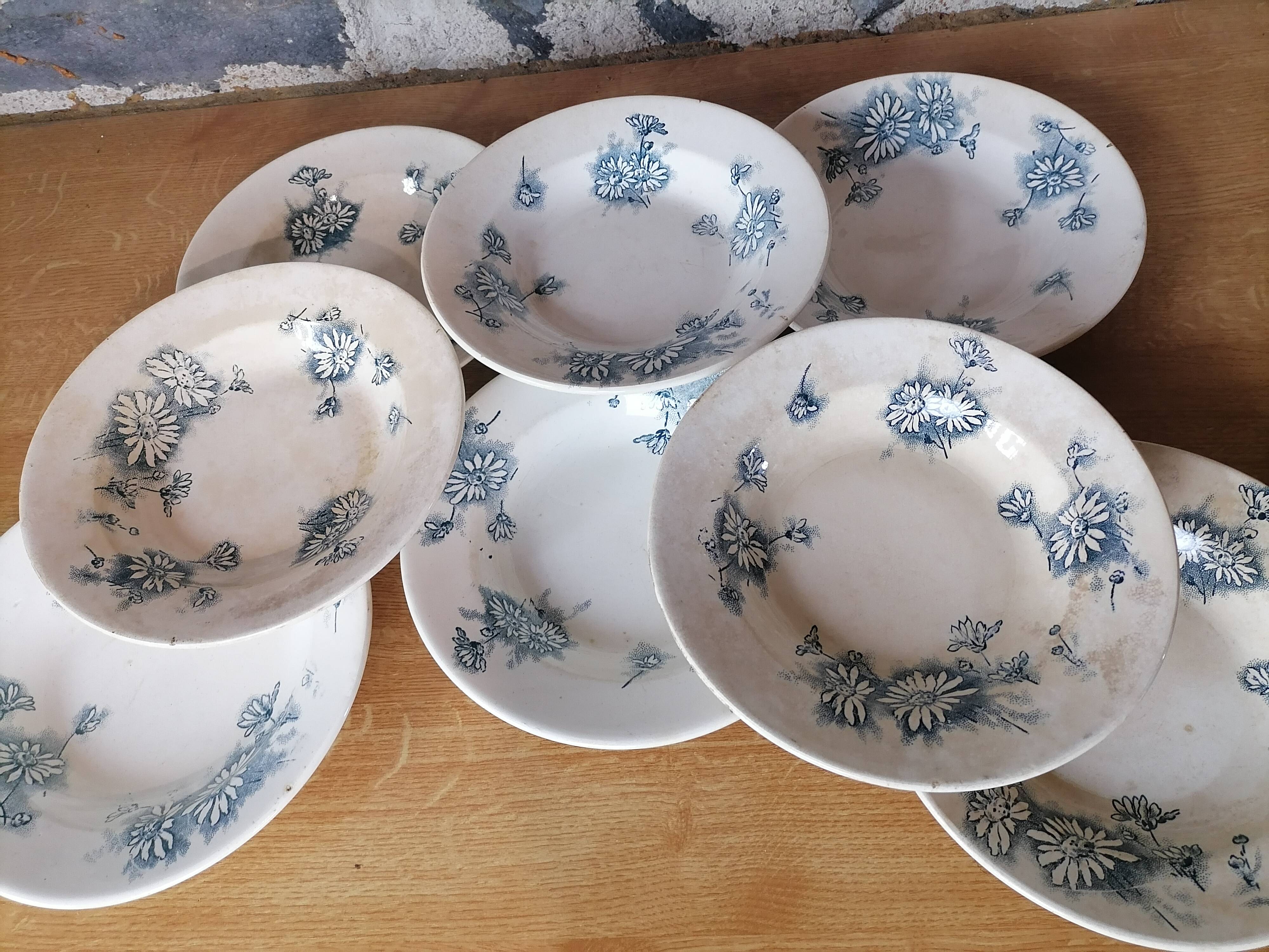 LOT 6 ASSIETTES Collection Sarreguemines Saverne Faience France Ancien
