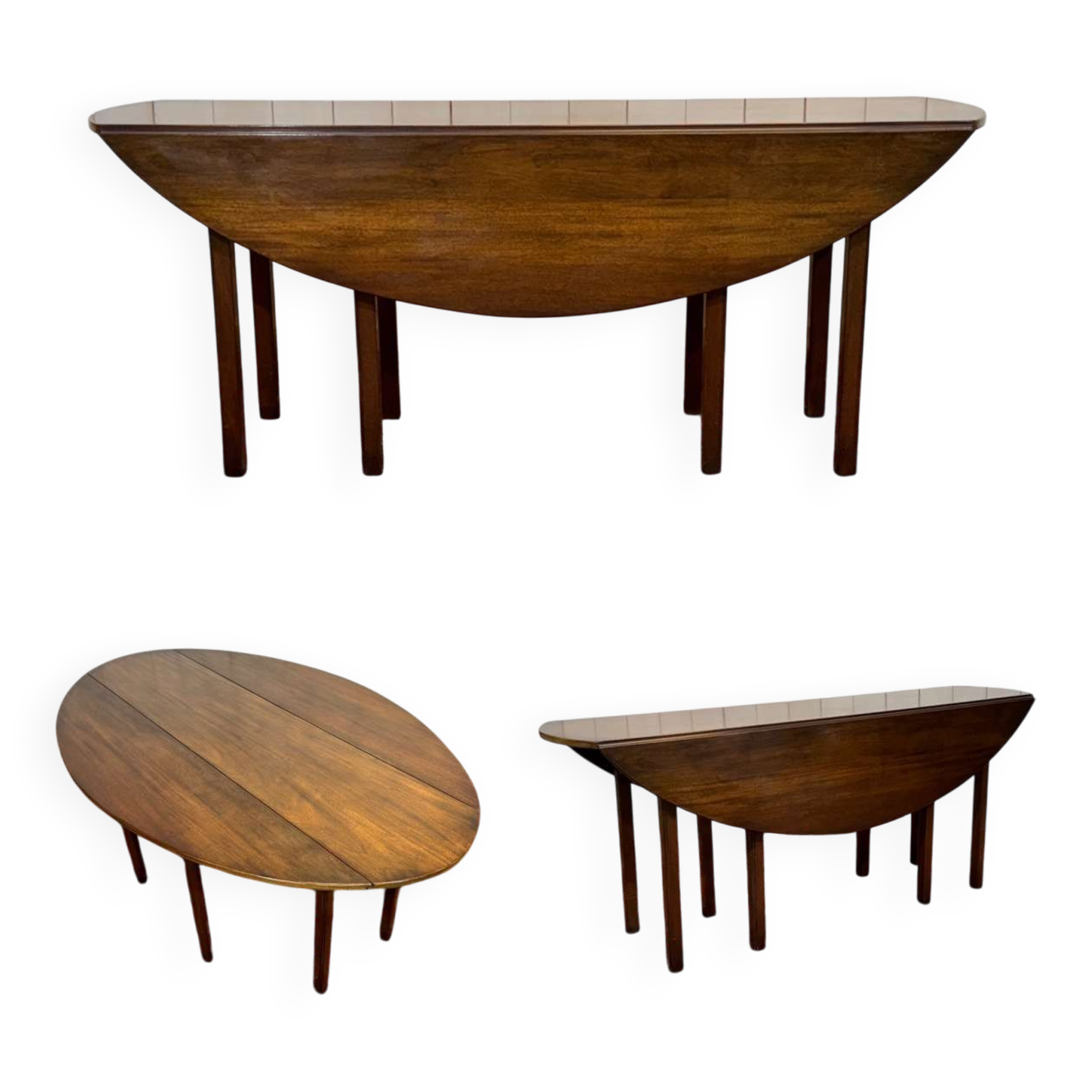 Drop-leaf English table in mahogany called Gateleg.