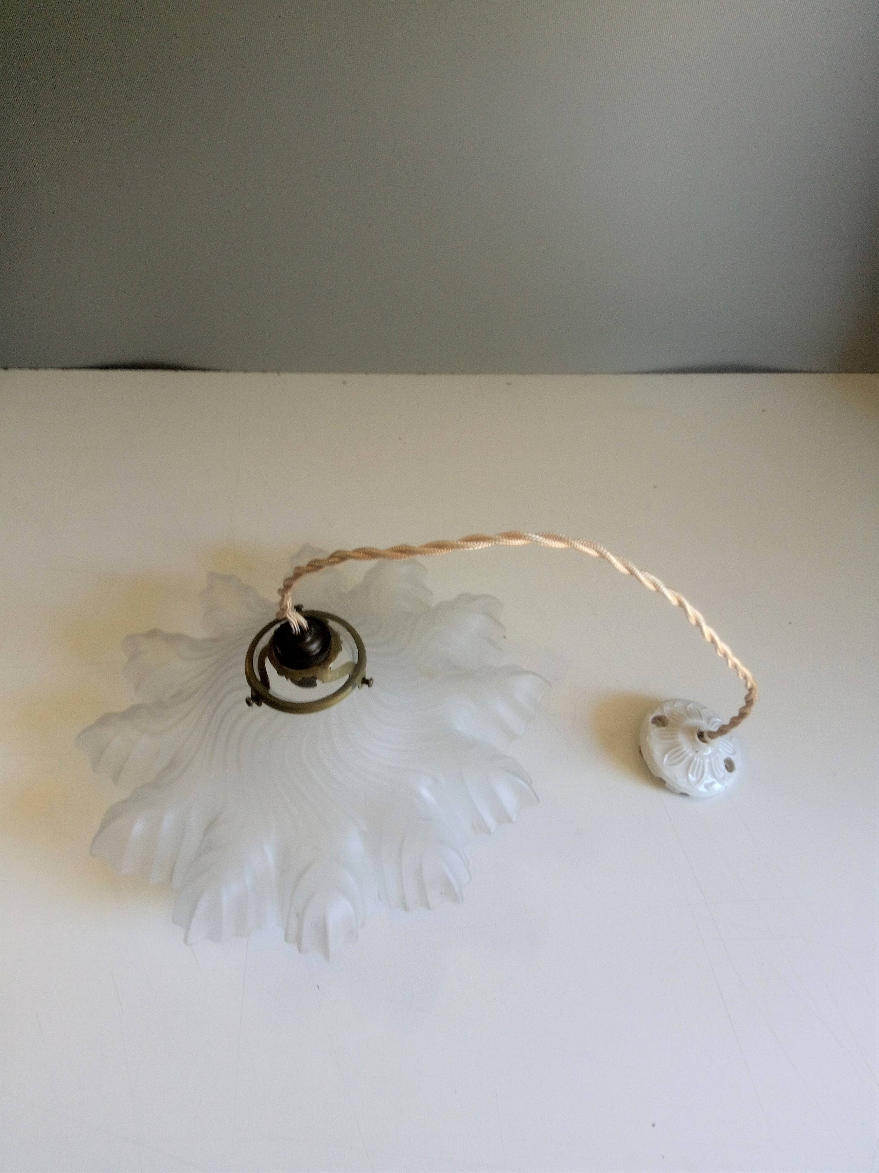 Antique molded glass pendant light - 1930-40