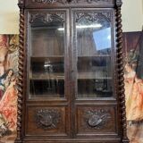 Renaissance style hunting lodge library in carved oak circa