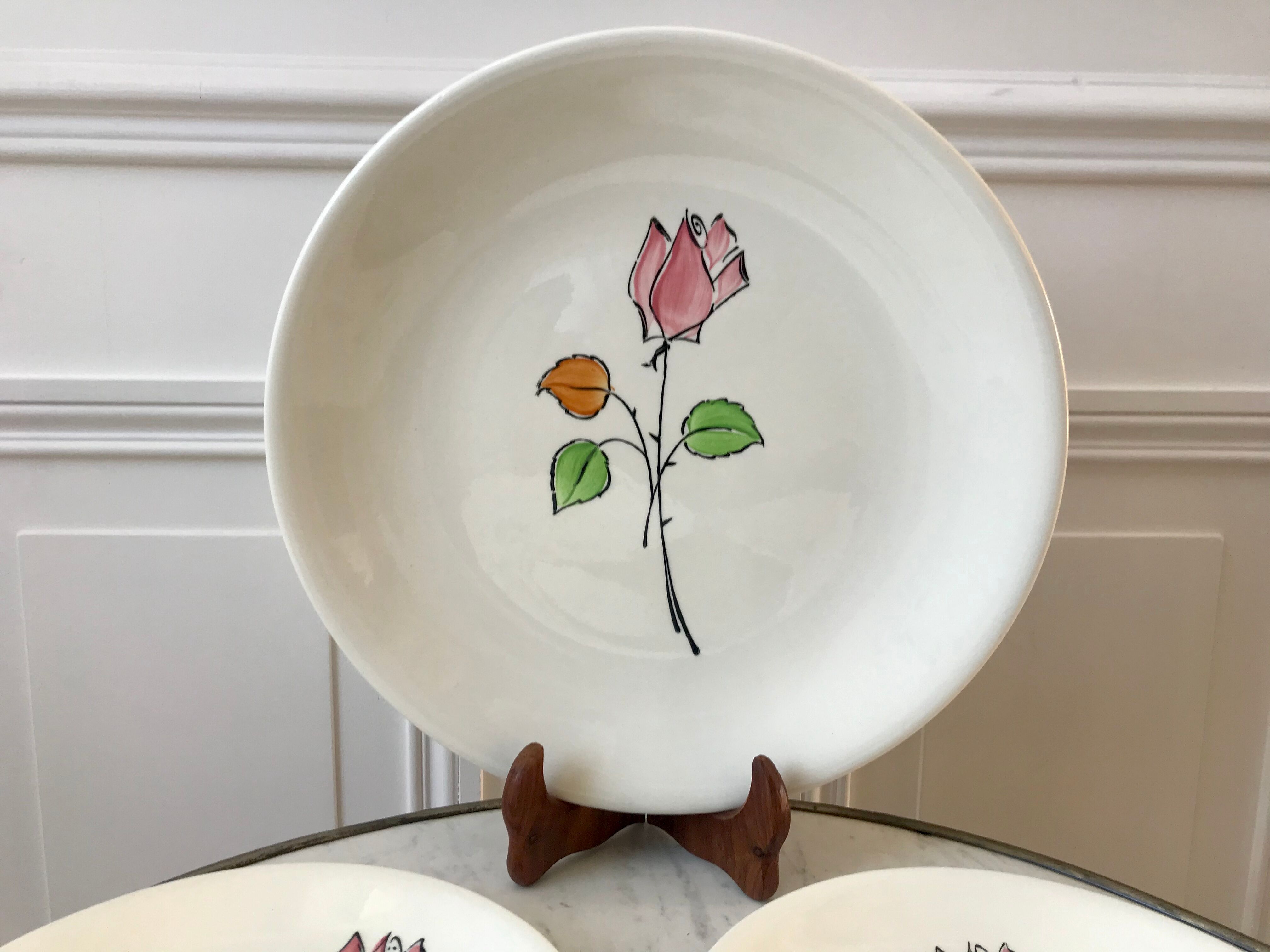 Dessert service flowers Made in France 50s