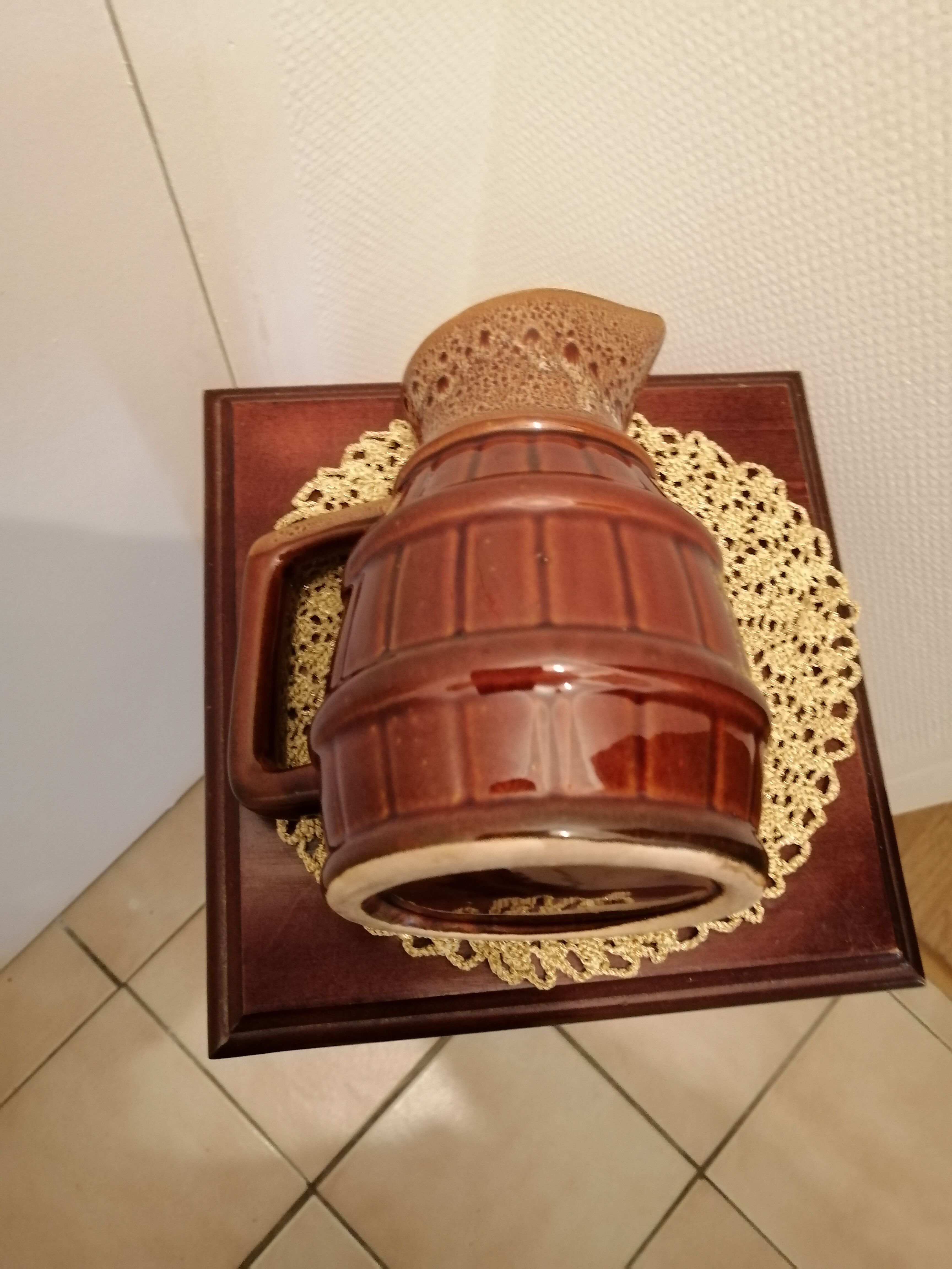 Pitcher in varnished gres for vintage deco