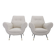 Pair of Italian mid-century boucle armchairs, iron & brass legs, 1950s