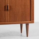 Midcentury Danish sideboard in teak with tambour doors by Dyrlund 1960s - wooden legs