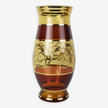 Egermann Czech crystal vase Bohemia Hand painted, gilded, circa 1980s.