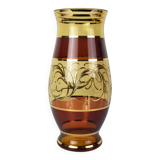 Egermann Czech crystal vase Bohemia Hand painted, gilded, circa 1980s.