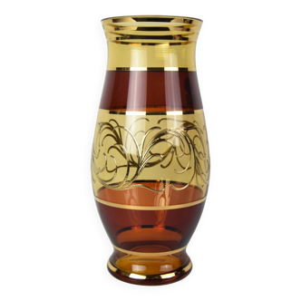 Vase Egermann en cristal tchèque Bohemia Peint à la main, doré, vers les années 1980.