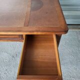 Louis Philippe style center-middle minister's desk in wood and leather