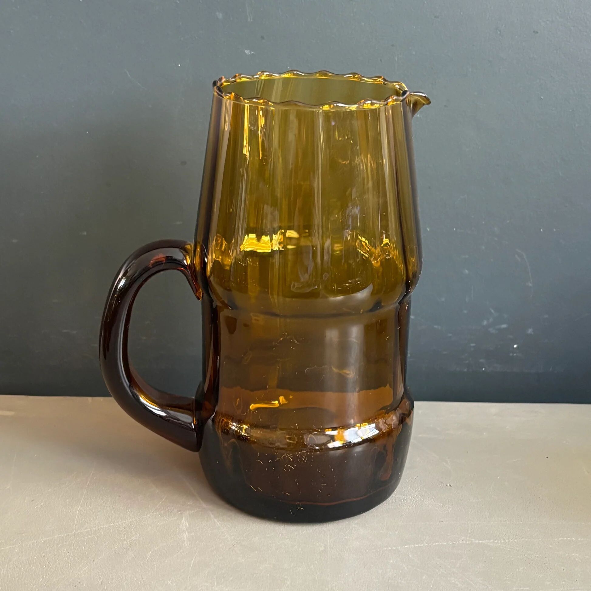 Amber textured glass water service, 1 jug + 5 glasses - Ref 1399