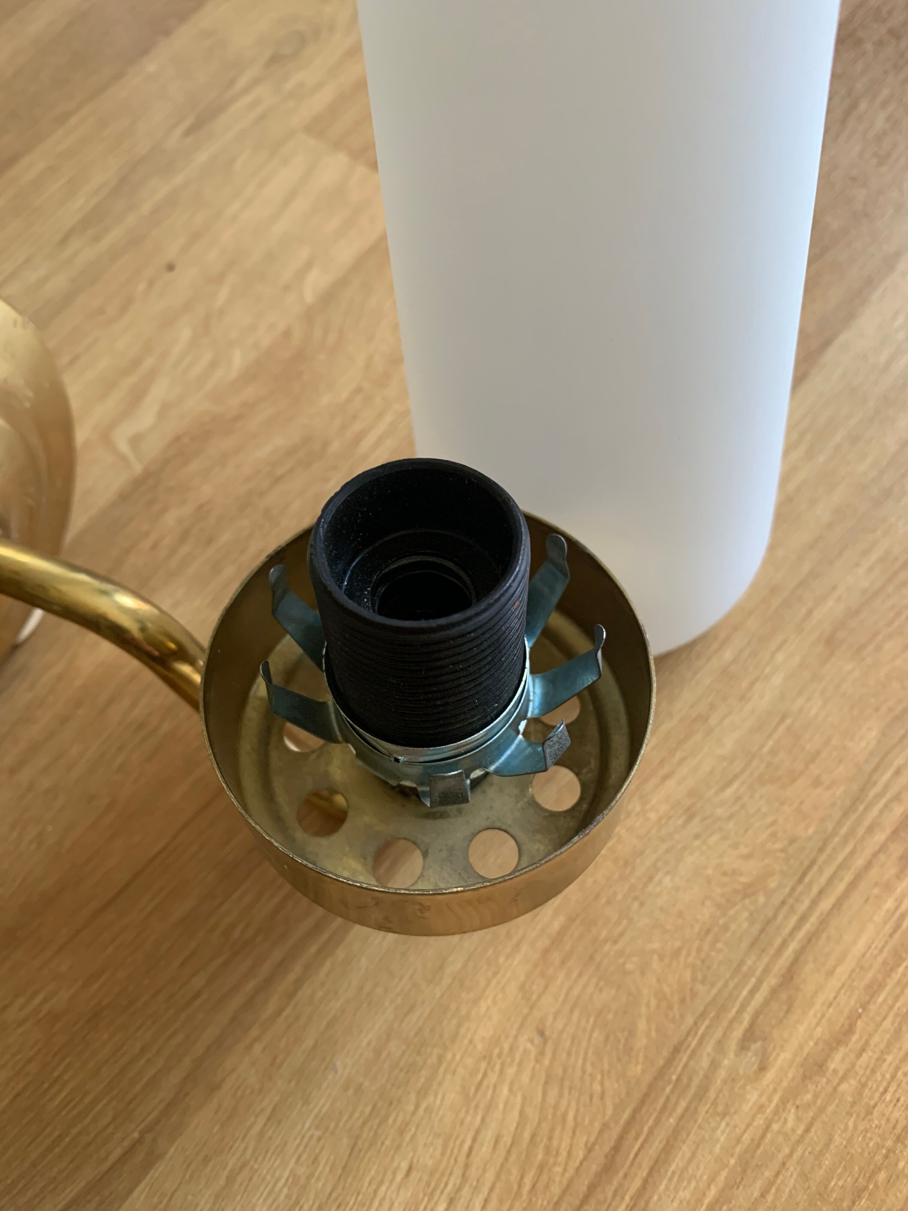 Pair of brass and opaline sconces, Denmark 1960