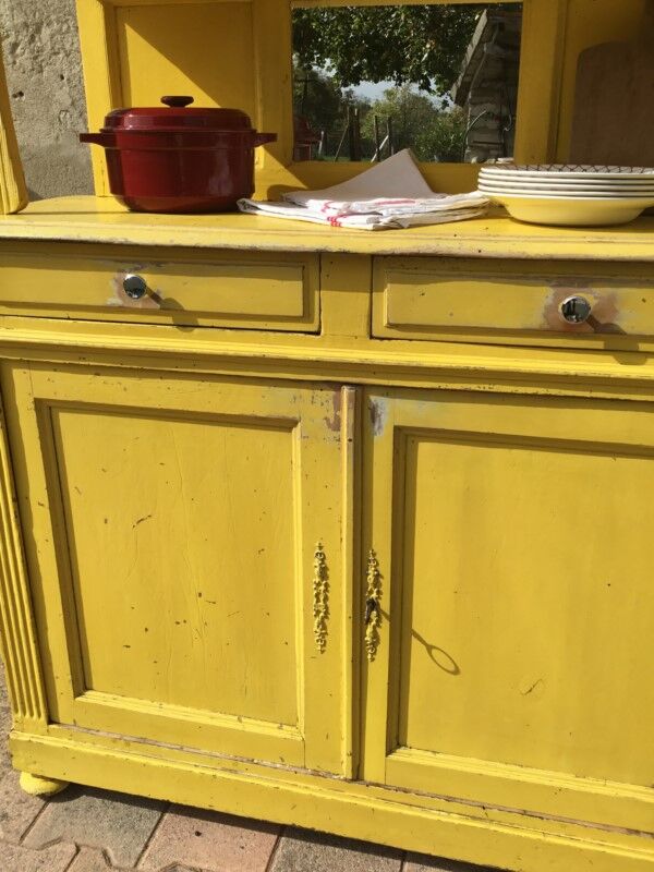Yellow Parisian glass cabinet