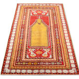 Tapis jaune en laine rouge turc fait à la main dans la région anatolienne orientale- 160x183cm