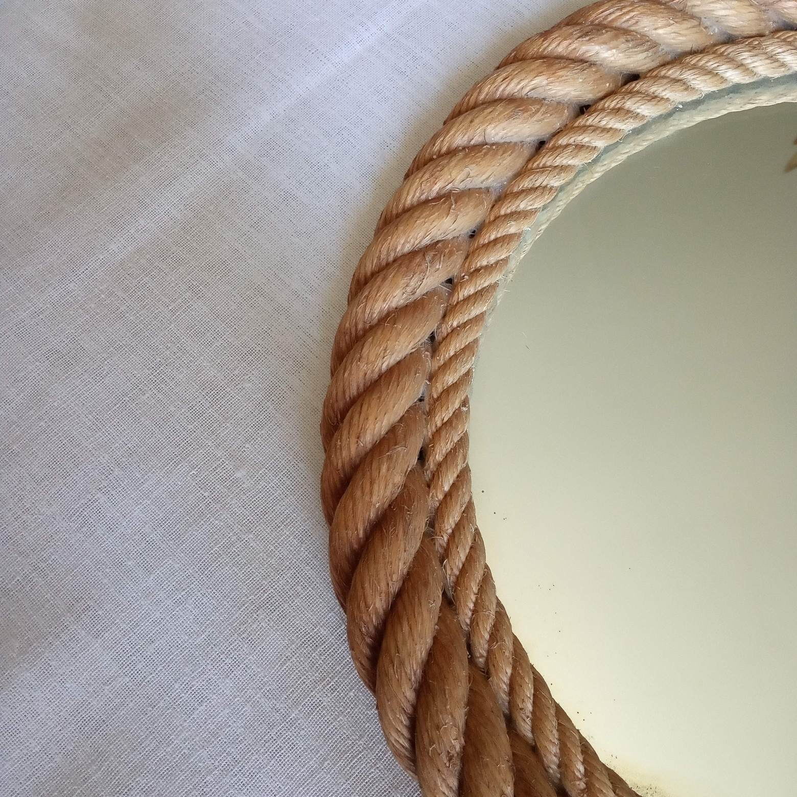 Round mirror in rope 1950s 35,5cm