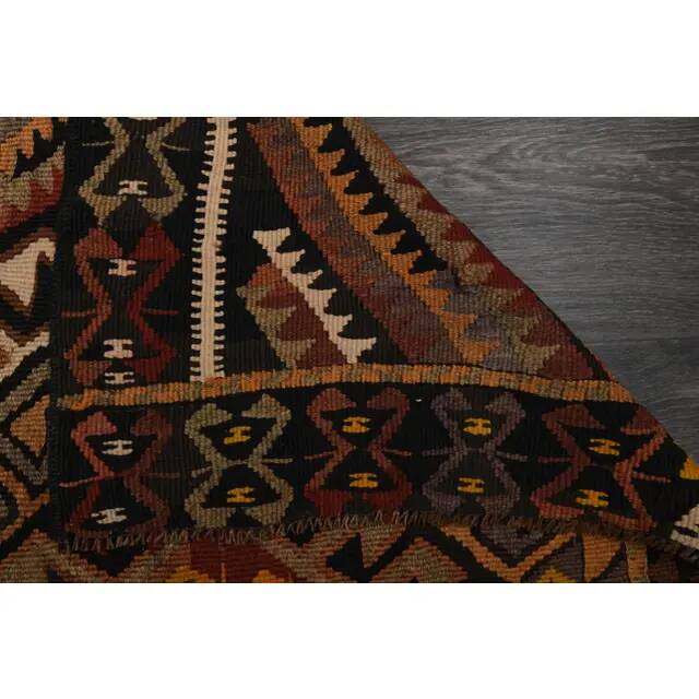 1970s Vintage Turkish Oushak Handmade Wool Cotton Orange Runner Rug 132X341