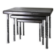 Brutalist nesting table in ebonized oak and wrought iron