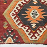 Tapis kilim vintage géométrique fait main – Explosion de motifs ethniques