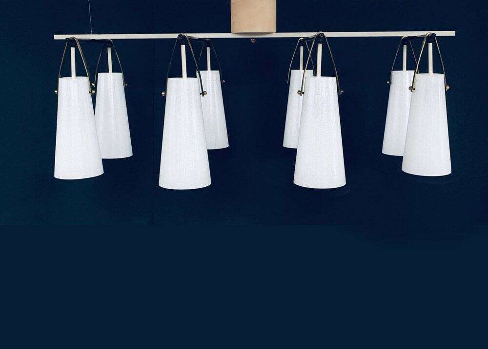 Italian glass and brass chandelier, Italy, 1950s