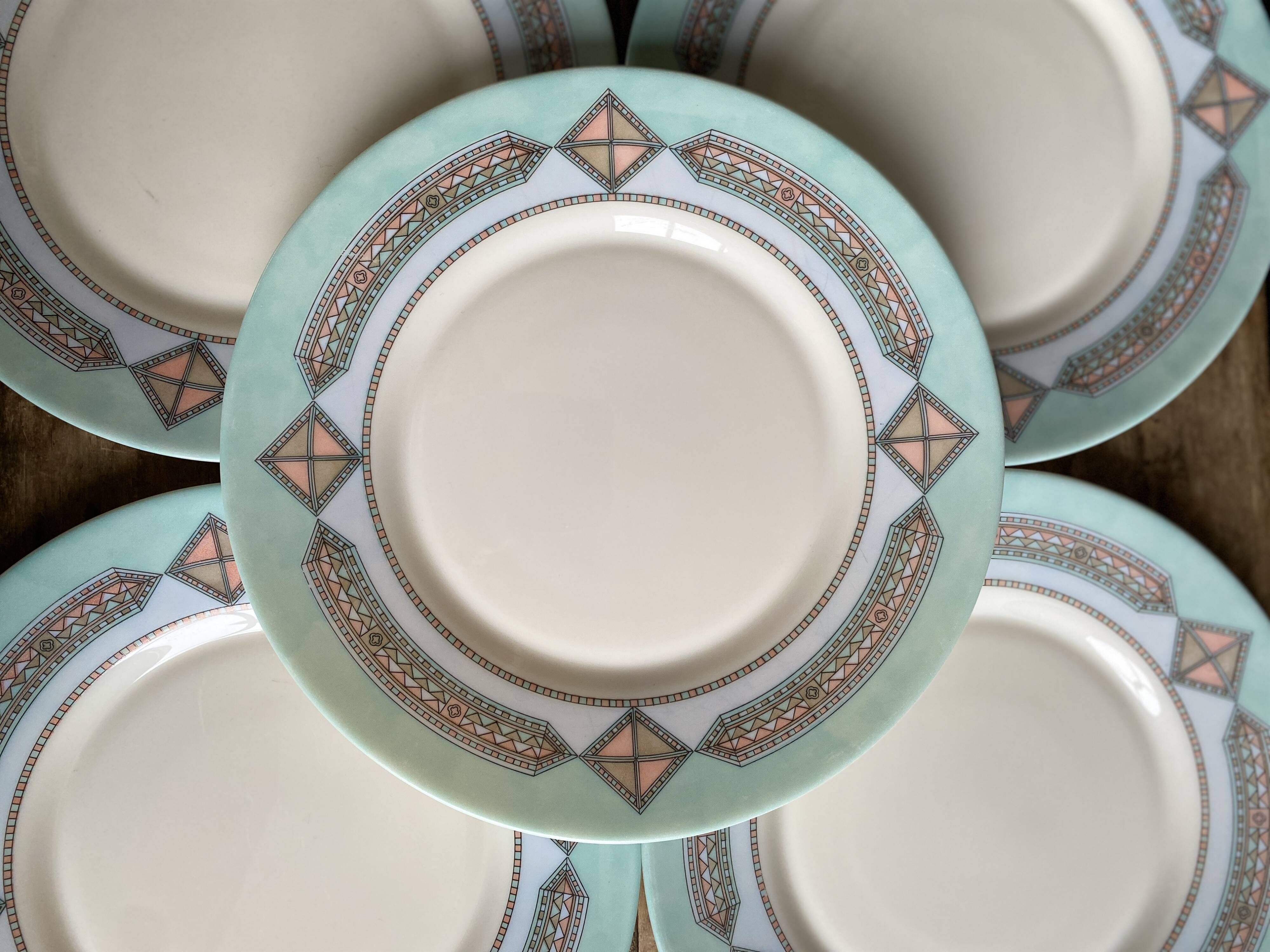 Set of 6 dessert plates Arcopal France – Aztec Vintage 90s model
