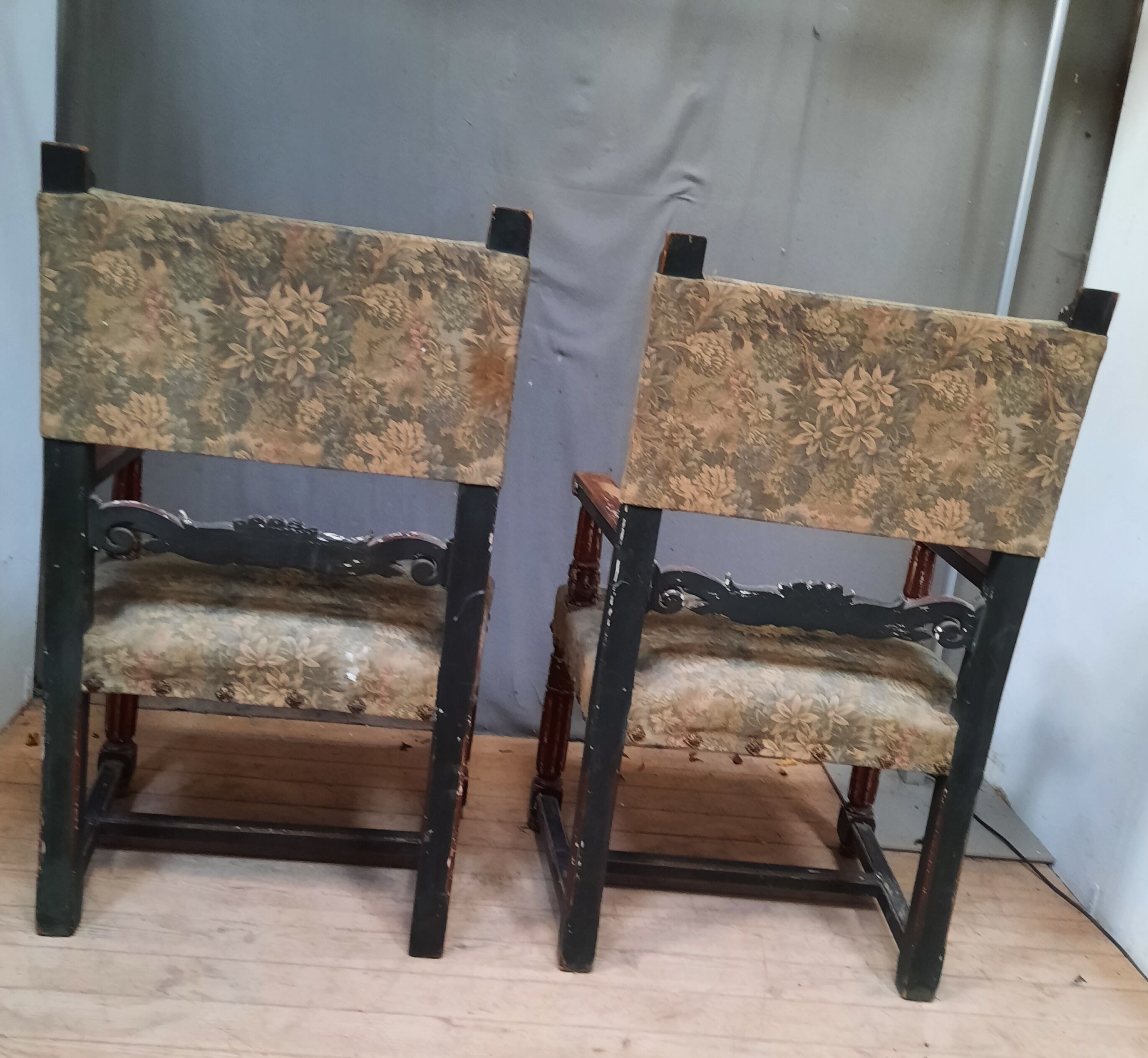 Pair of Louis XIII style armchairs