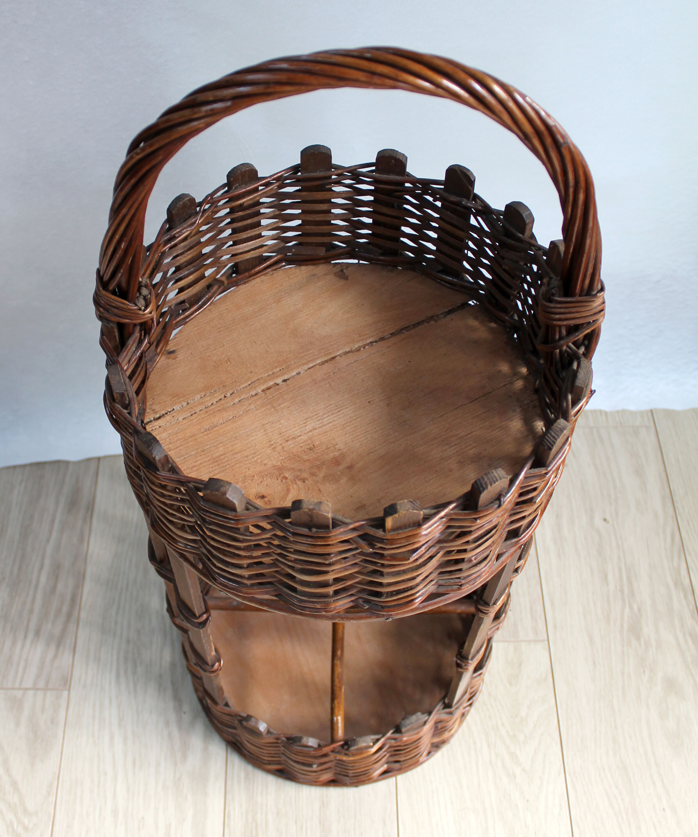 Bottle and glass door wicker basket