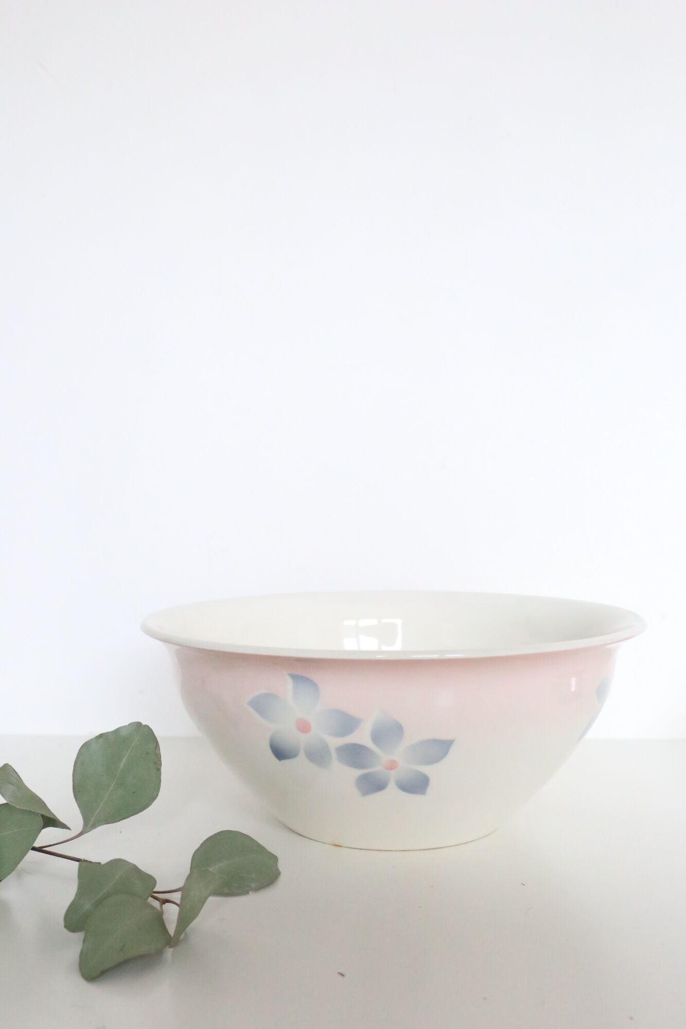 Antique ceramic salad bowl, moulin des loups, 1980, french manufacture