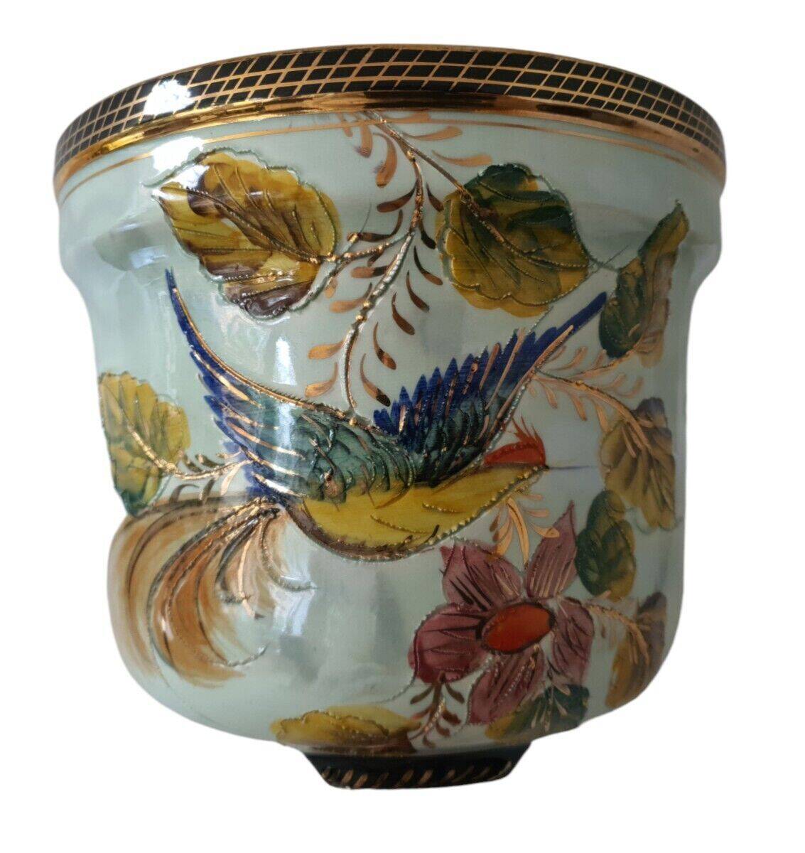 Magnificent Cache Pot Decorations Painted Bird Contour Grainy Relief Gilding Spoiler