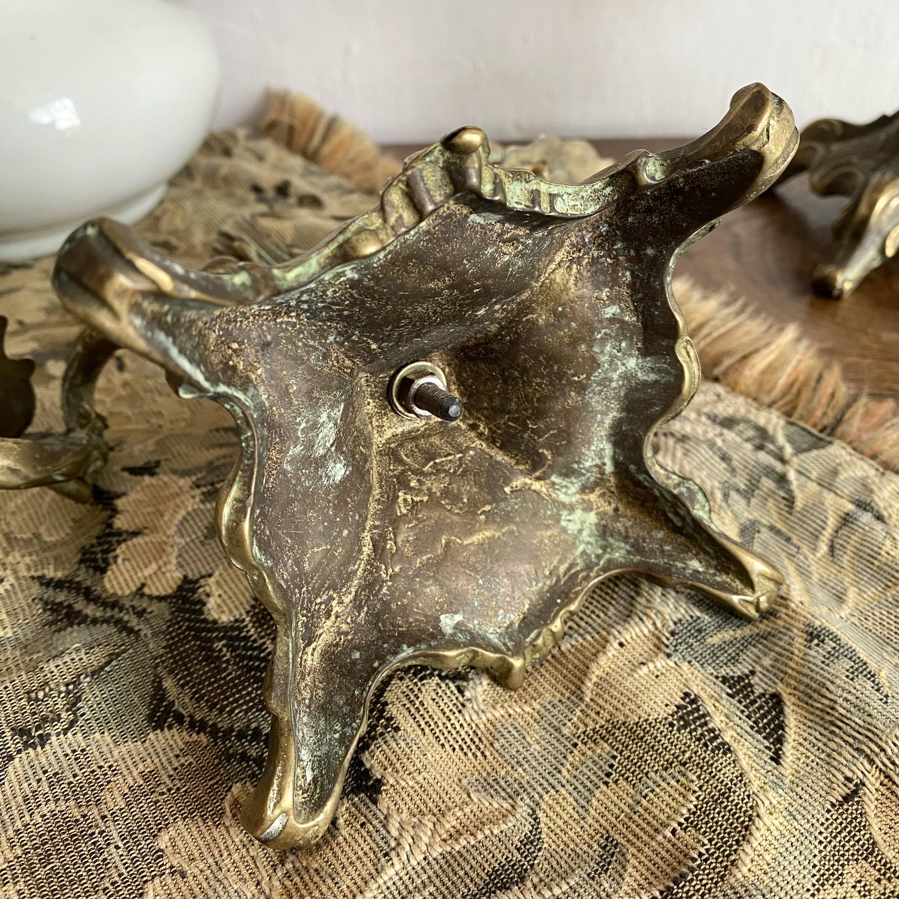 Pair of bronze rocaille candlesticks