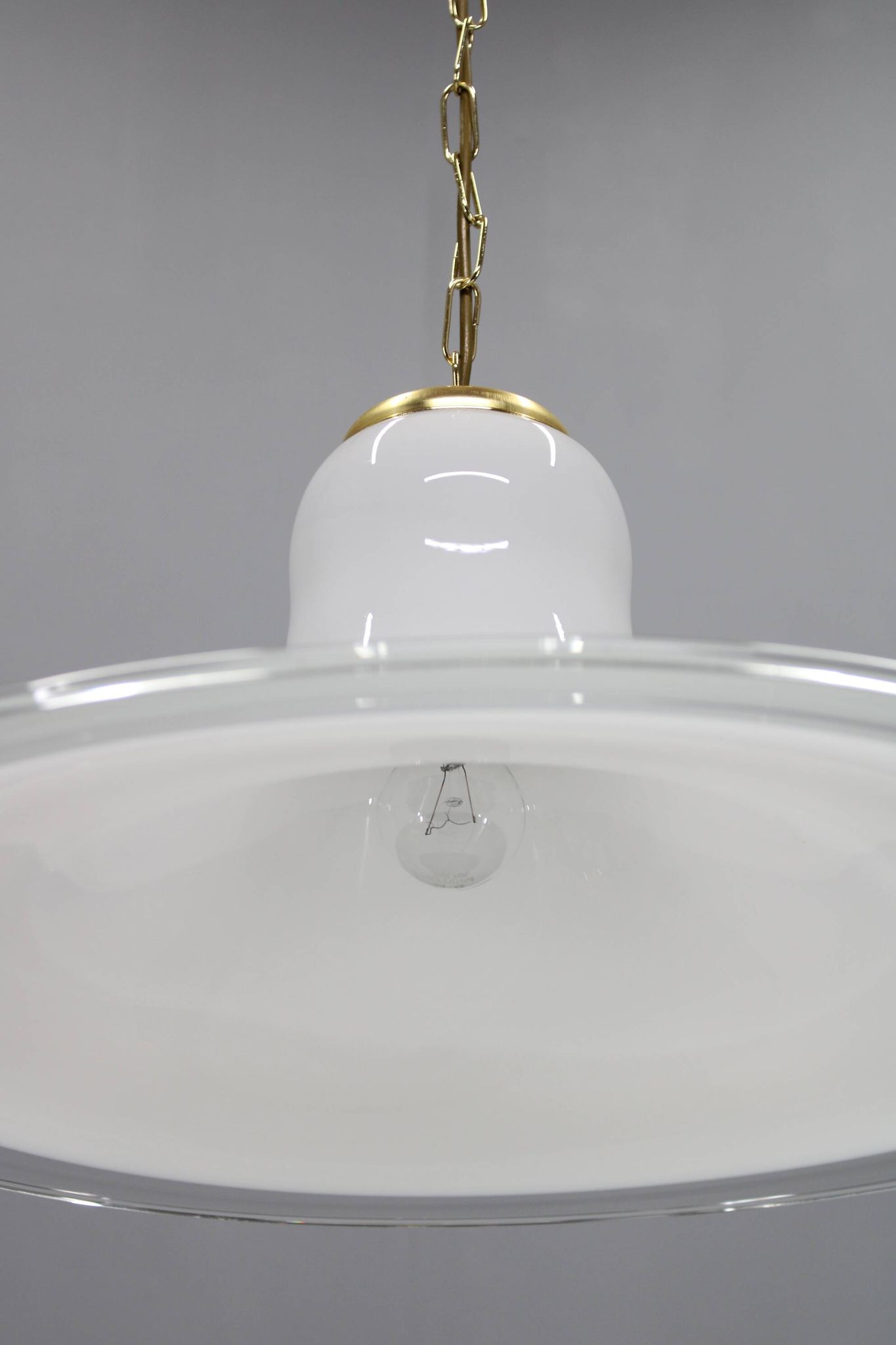 Italian mid-century glass and brass pendant light, 1960s