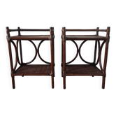 Pair of 1970s rattan bedside tables, side tables.