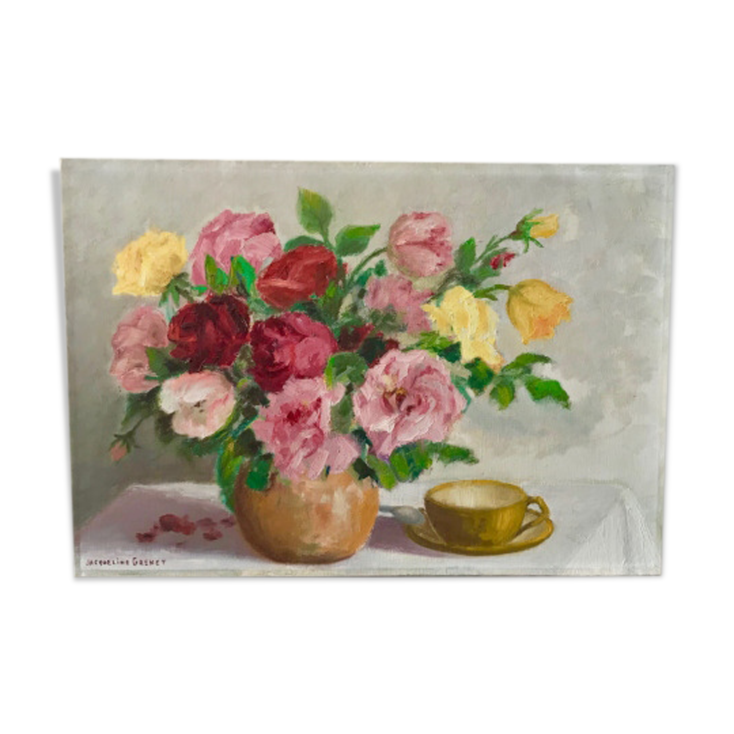 Oil on canvas bouquet of roses