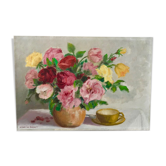 Oil on canvas bouquet of roses
