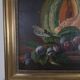 Still life, oil on canvas, melon and grapes.