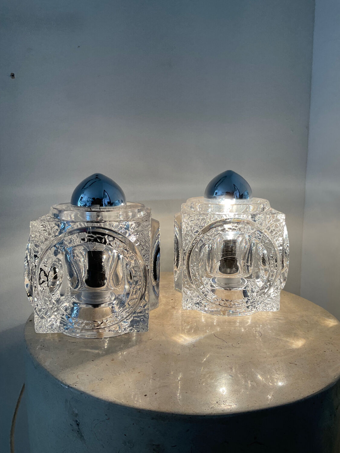 Pair of Ice Cube lamps by Peill & Putzler 70s